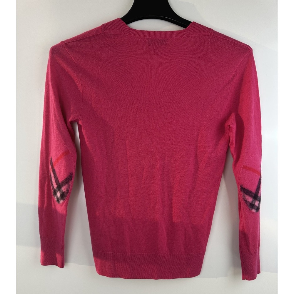 Burberry London Cashmere Sweater Pink Nova Check Elbow Patch XS Luxury Designer - Picture 13 of 16